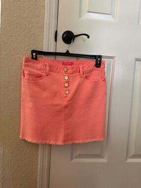Lilly Pulitzer Coral Mini Skirt with Gold Buttons